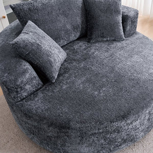 English Elm Round Swivel Barrel Chair Plush Chenille Upholstery Cozy Accent Seat for Any Room Grey W2915P338891