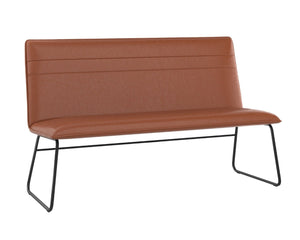 Sunpan HUXLEY Banquette in Hazelnut Faux Leather - Mid-Century Modern Design for Stylish Seating Solutions 109150