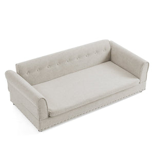English Elm Oversized Linen Pet Sofa with Armrest Backrest for Large Dogs Modern Living Room W487P430327