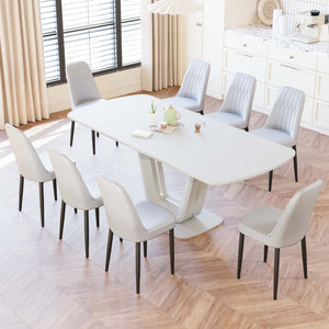 English Elm 62.99-78.74" Expandable Dining Table Set For 2-8 With 8 Padded Chairs - Modern, Stylish & Versatile W2189S00724