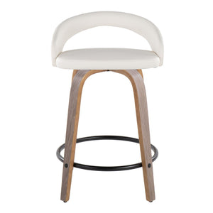 English Elm Counter Stools Set of 2 Swivel Faux Leather Bentwood Kitchen Island Seating B202S01748