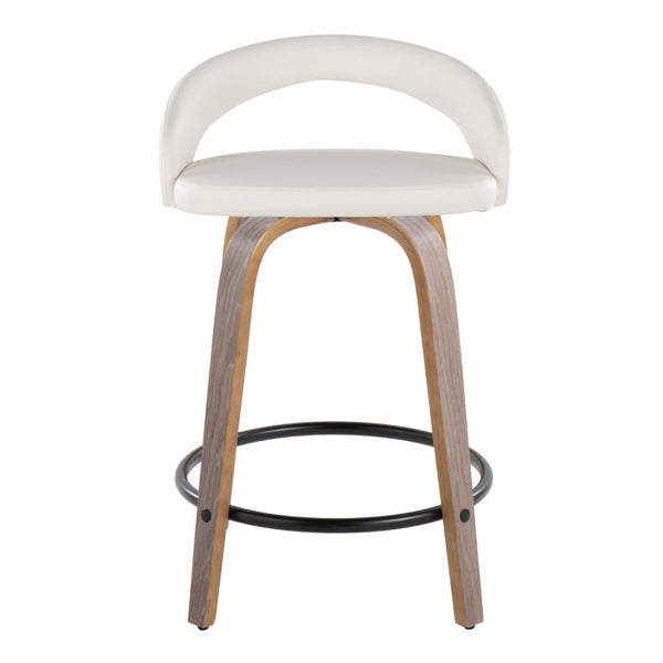 English Elm Counter Stools Set of 2 Swivel Faux Leather Bentwood Kitchen Island Seating B202S01748
