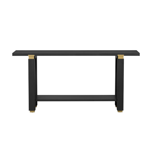 English Elm U_Style 62.9" Modern Minimalist Console Table With Solid Wood & Metal Accents, Ideal For Entryways N711P289140B-GIGA
