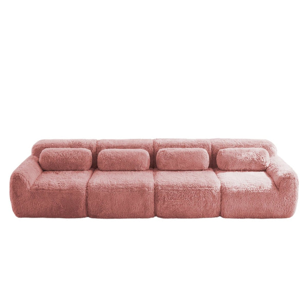 English Elm 149'' Plush Modular Cloud Sofa Boneless Ergonomic Design for Home Theater Lounge Pink W714S01562