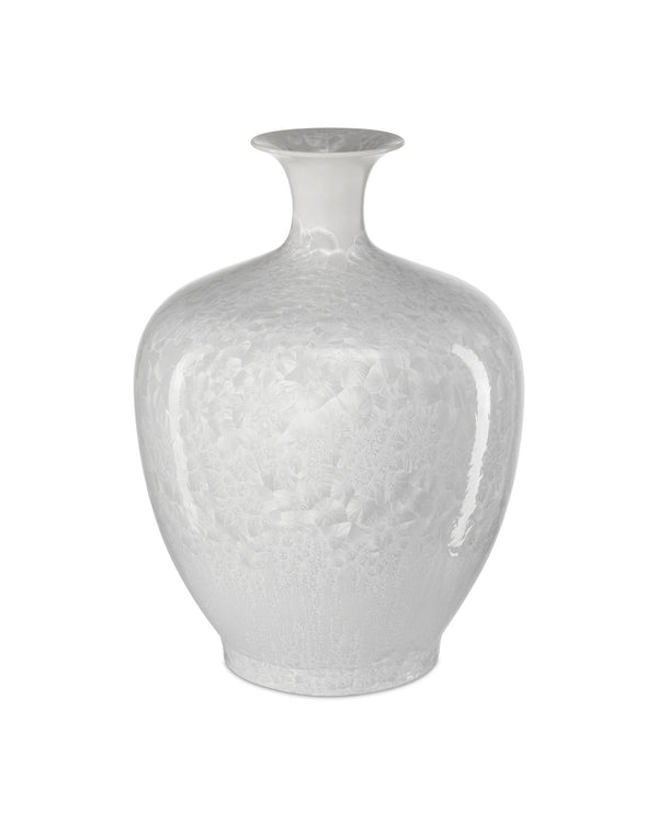 Currey & Company Crystalline White Vase: Unique Mouthblown Porcelain With Ethereal Crystalline Bursts For Elegant Decor White Porcelain 1200-0995-currey-company
