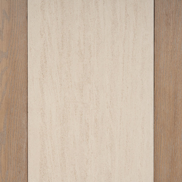 English Elm Assymetrical Stone Slab Dining Table with Beige Solid Wood Base, 84" x 42" Sculptural Modern centerpiece B2699P293515