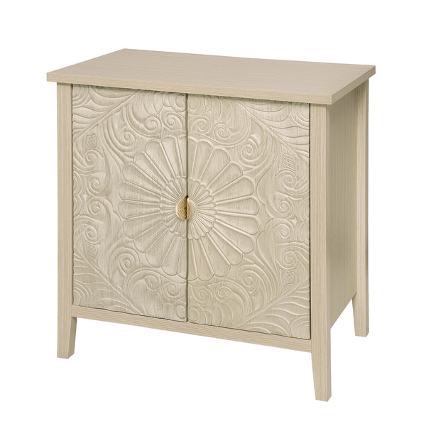 English Elm 2 Door Cabinet Natural Finish with Adjustable Shelves, Golden Handle, Locking Wall Anchor, 36.1" L x 18.1" W x 7.7" H W688P225283