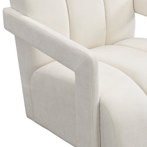 English Elm U-Can Modern Minimalist Leisure Armchair with L-Shaped Armrests, Plush Sponge Cushion & Durable Polyester Upholstery for Stylish Living Room Comfort White N724P256551A