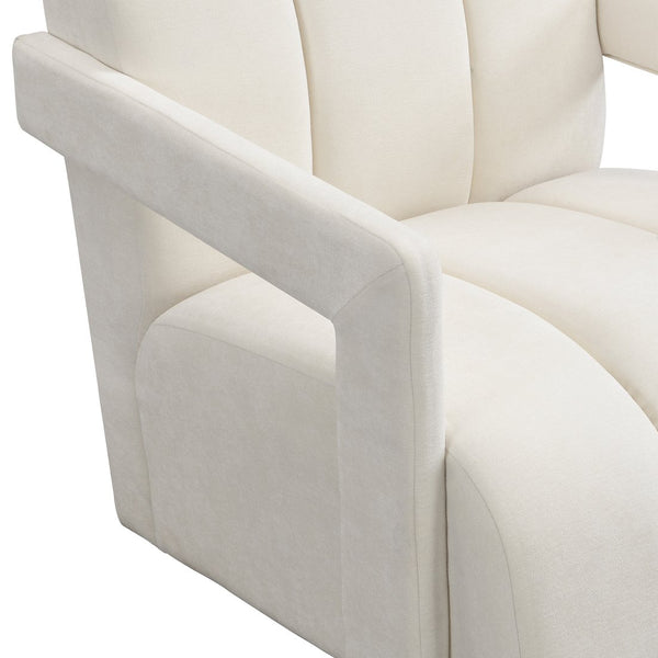 English Elm U-Can Modern Minimalist Leisure Armchair with L-Shaped Armrests, Plush Sponge Cushion & Durable Polyester Upholstery for Stylish Living Room Comfort White N724P256551A
