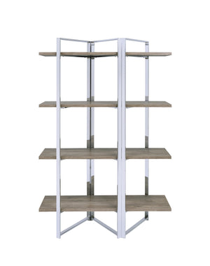 English Elm Natural Natural and Chrome 4-Shelf Bookshelf with Sturdy Chrome Frame, 72"H Modern Storage for Books & Decor B062P209196