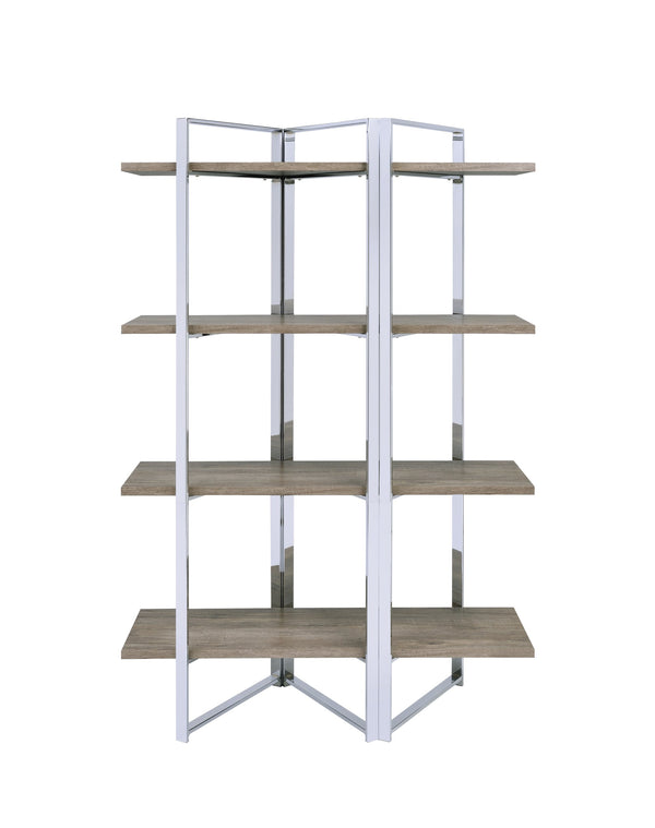 English Elm Natural Natural and Chrome 4-Shelf Bookshelf with Sturdy Chrome Frame, 72"H Modern Storage for Books & Decor B062P209196