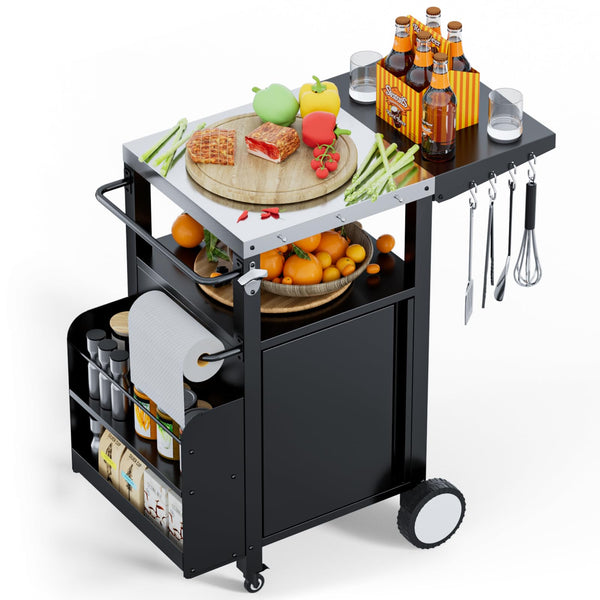 English Elm Outdoor Grill Cart With Storage – Versatile Bbq Kitchen Island, Mobile Prep Station, Weather-Resistant T3210P391495