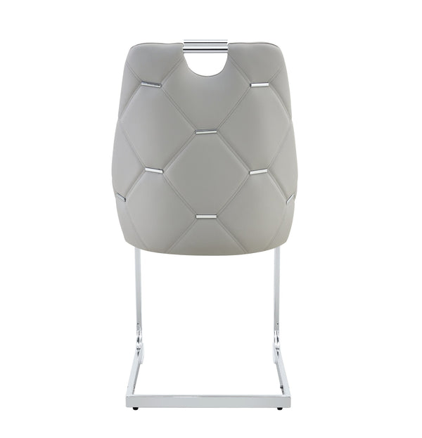 English Elm Dining Chairs Set Of 4 - Light Gray Faux Leather With Gold Accents, Modern High Back Design & Comfort W3493P356398