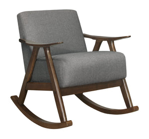 English Elm Modern Walnut Wood Frame Rocking Chair Upholstered Cushion Seat Mid-century Living Room Gray B011P255260