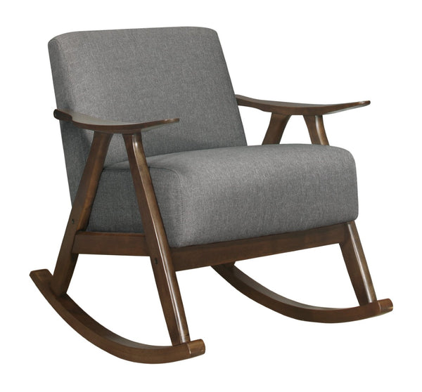 English Elm Modern Walnut Wood Frame Rocking Chair Upholstered Cushion Seat Mid-century Living Room Gray B011P255260