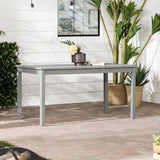 English Elm Walker Edison - Contemporary Slat-Top Acacia Wood Outdoor Dining Table - Grey Wash