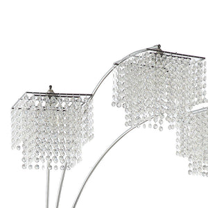 English Elm Bali Chrome Arc Crystal Floor Lamp with Hanging Drops, 90" Sleek Metallic Finish, Luxe Ambient Lighting B062P328713