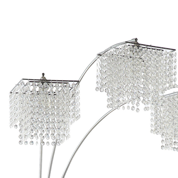 English Elm Bali Chrome Arc Crystal Floor Lamp with Hanging Drops, 90" Sleek Metallic Finish, Luxe Ambient Lighting B062P328713