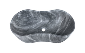 English Elm Carrara Gray Marble Vessel Sink - Semi-Polished, Unique Design For Elegant Bathrooms, 23.6X14.2 Inches W1696P333270