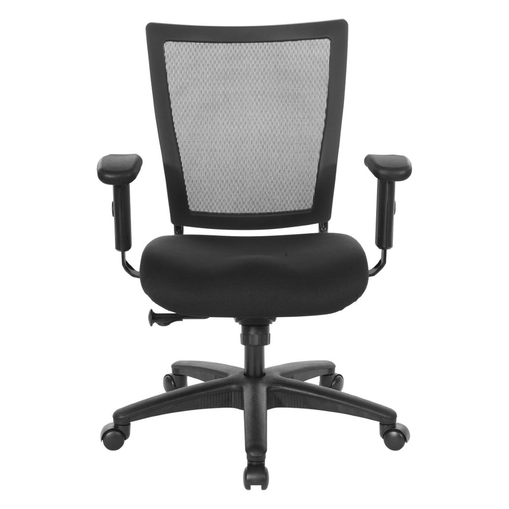 OSP Home Furnishings Soft Frame Ergonomic Task Chair with Mesh Back and Pu Padding for Home Office Use 69353-30