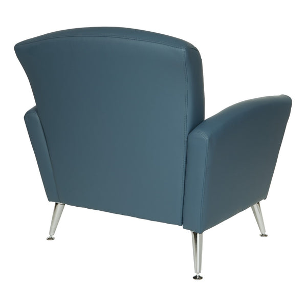 OSP Home Furnishings Club Chair with Antimicrobial Dillon Fabric and Chrome Legs for Modern Office Lounges Blue SL50551-R105