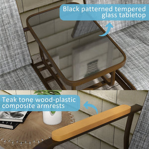 English Elm Outsunny 2 Person Outdoor Glider Bench With Center Table, Breathable Mesh Seats, Steel Frame Gray W2225P174325-GIGA