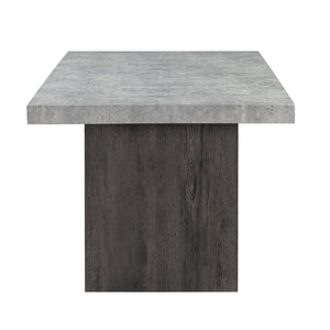 English Elm SUSAN Grey Dining Table with Faux Marble Top, Solid Wood & MDF Pedestal Base, Accented Legs, Modern Elegance B201S00329