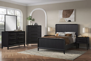 English Elm Small Chest with Five Smooth-Glide Drawers in Peppercorn Finish — Elm Veneer Durability & Modern Design Black 38 L x 22.25 W x 49.5 H B2699P401403