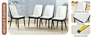 English Elm Modern Two-Tone Pu Dining Chairs Set - Elegant White & Black Upholstery With Gold Accents W1151P217983