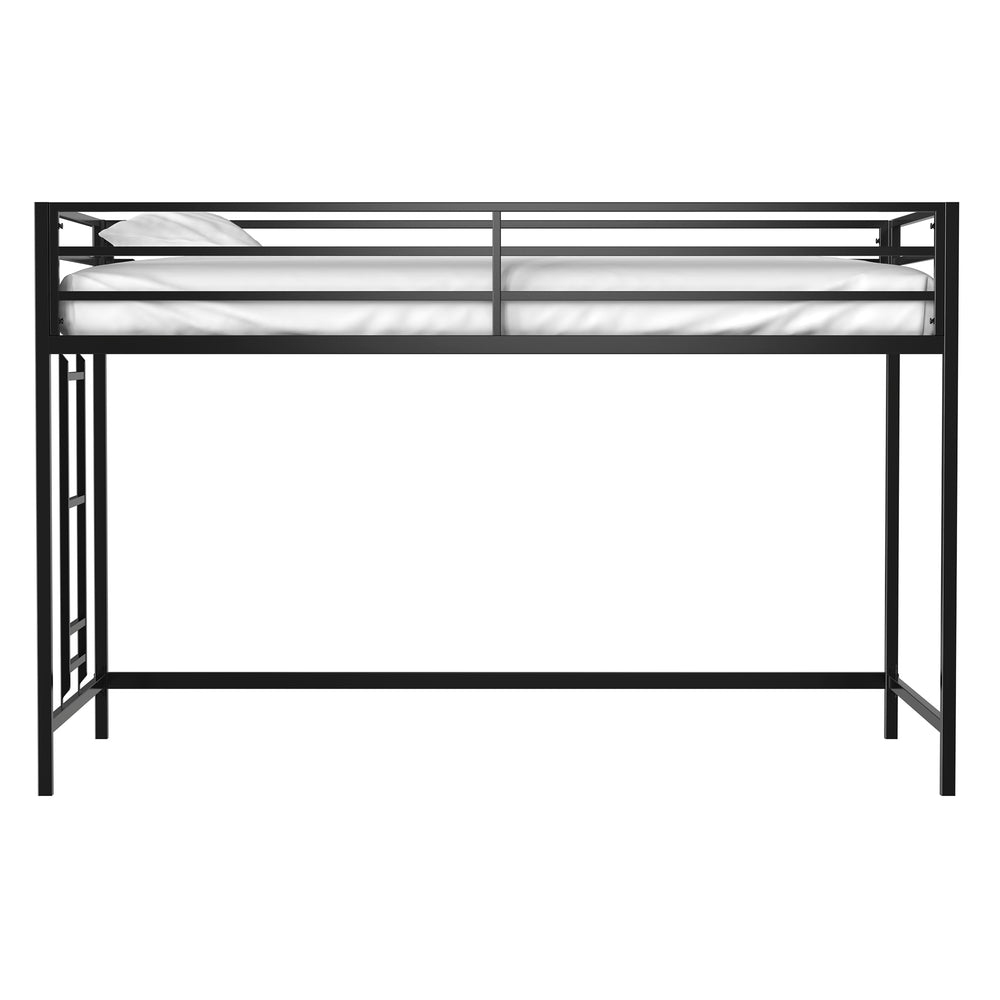 English Elm Adam Sturdy Junior Twin Loft Bed Black with Full Guardrails, Metal Slats, Ladder & Assembly Tool B083P168426