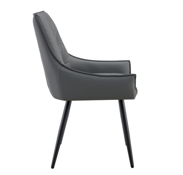 English Elm Dining Chairs Set Of 4 - Modern Dark Gray Faux Leather With Gold Mesh & Black Metal Legs, Ergonomic Comfort W3493P356447