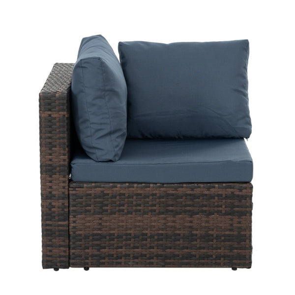 English Elm Patio 5-Piece Wicker Furniture Set With Comfortable Cushions & Glass Coffee Table For Outdoor Relaxation W1703S00021-GIGA