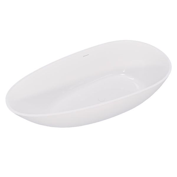 English Elm 59" Handcrafted Stone Resin Soaking Tub Glossy Freestanding Spa Design with Copper Drain W1573P176229