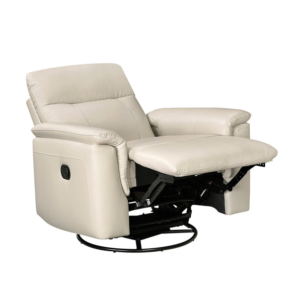 English Elm Luxury Premium Leather Recliner with 360° Swivel, Gentle Glide, High-Density Foam & Pocket Coils taupe 36 L x 30.5 W x 26 H B011P395827