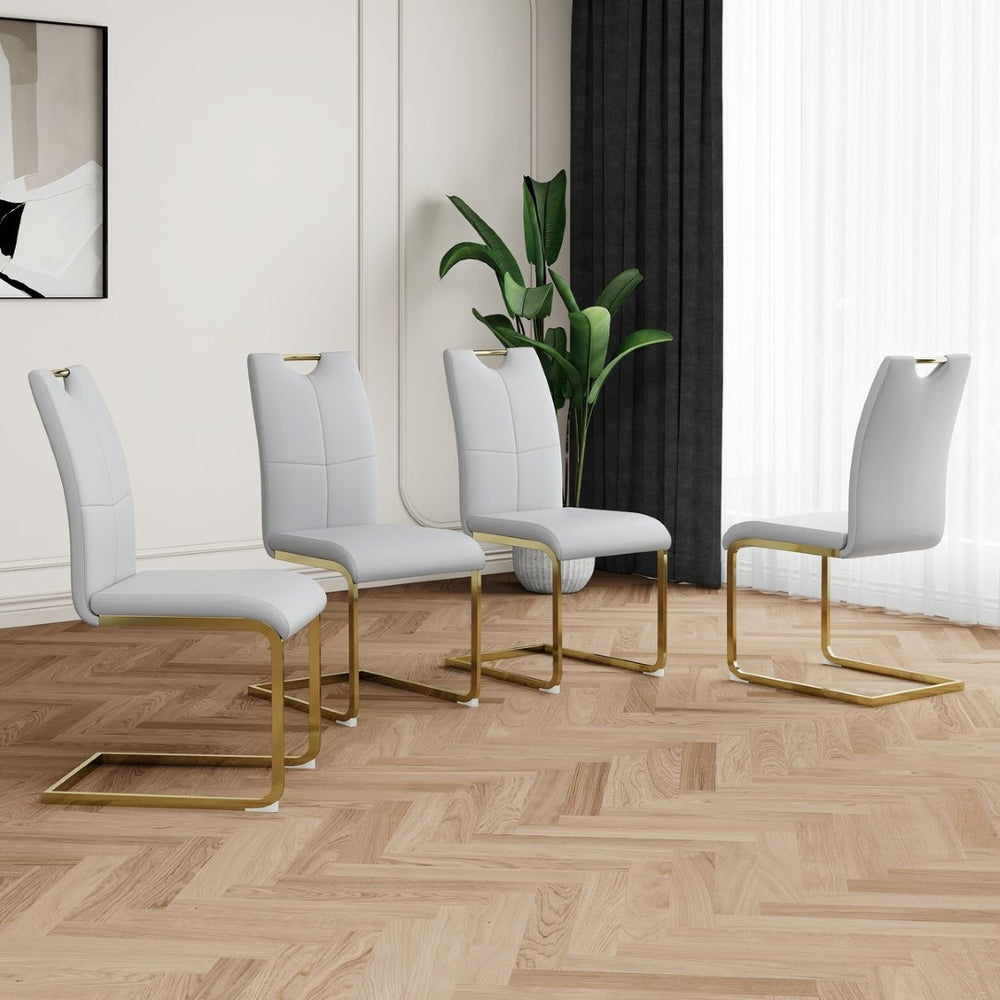 English Elm Modern Faux Leather Dining Side Chairs with Chrome Legs Ergonomic Set of 2 W210127296