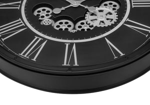 English Elm Clocks, 30" Round Wall Clock With Exposed Gear Mechanism - Oversized Black Decor For Modern Spaces B2710P287136