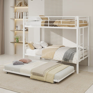 English Elm Heavy-duty Metal Twin over Twin Bunk Bed with Noise-Reducing Design, Safety Rail, Ladder, 350lb Capacity White W1935P300342