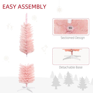 English Elm Homcom 5Ft Tall Pink Prelit Pencil Christmas Tree With 150 Colorful Led Lights For Small Spaces W2225P249678