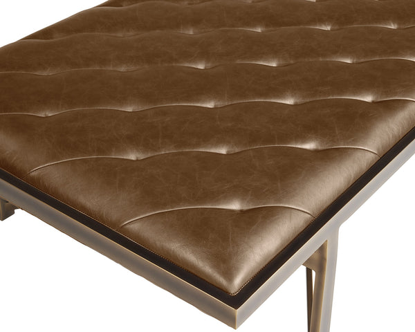 Sunpan Kayla Bench - Opulent Transitional Design with Tufted Upholstery and Elegant X-Base Frame Vintage Cognac