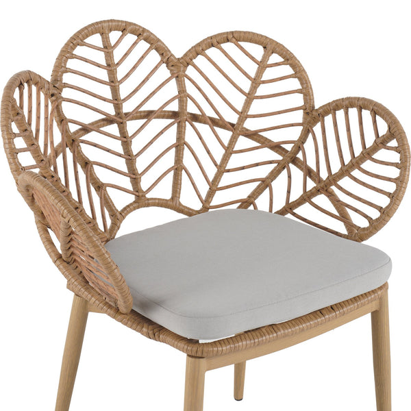 English Elm Christopher Knight Home® - Kirk Outdoor Wicker Peacock Papasan Chairs Set of 2 — Teak Legs, Light Brown PE Rattan, Beige Cushion, UV‑Resistant Comfort N775P271976B