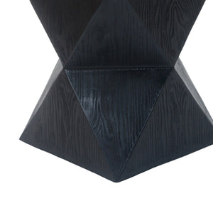 English Elm 14.25" Concrete Hourglass Outdoor Side Table Matte Black Hand Painted Patio Accent N767P192080B