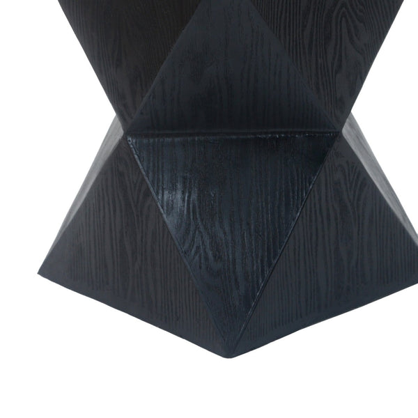 English Elm 14.25" Concrete Hourglass Outdoor Side Table Matte Black Hand Painted Patio Accent N767P192080B