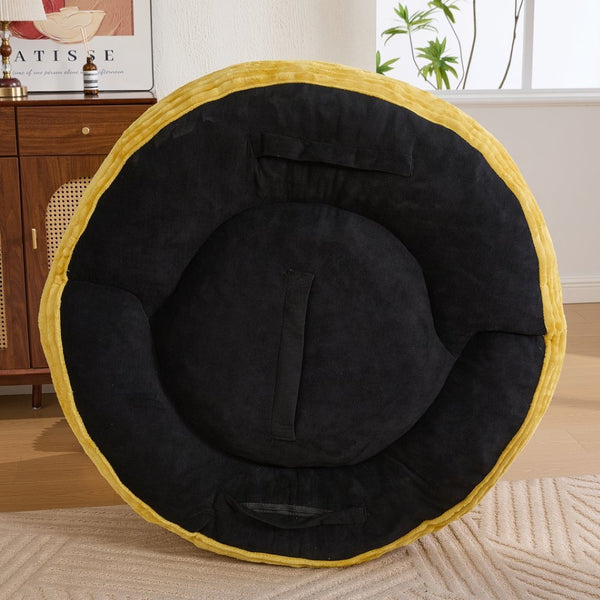 English Elm Bean Bag Sofa Oversized Corduroy Floor Lounge Chair with Armrests Pillows Foam Fill Mustard Yellow W395P426812
