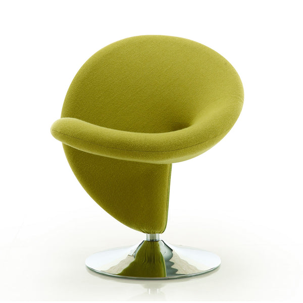 English Elm Curl Wool Blend Swivel Lounge Chair with Polished Chrome Base, 360° Comfort, Modern Curl Design Green B365P398000