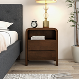 Ashcroft Furniture Mid-Century Modern Solid Wood Nightstand with 2 Drawers