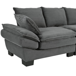 English Elm U-Style 80.9" Modern Curved Corduroy Sofa with Removable Cushions, 4 Pillows, Compact Chic Gray N711P192059E