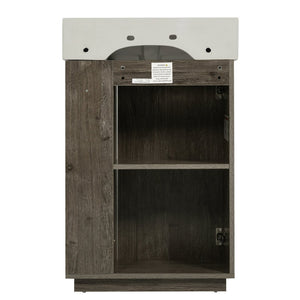 English Elm [video]21.6" Freestanding Bathroom Vanity Ceramic Sink Wavy Door Mdf Cabinet Small Bath Dark Gray N729P285504G