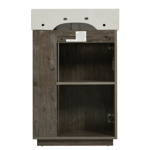 English Elm [video]21.6" Freestanding Bathroom Vanity Ceramic Sink Wavy Door Mdf Cabinet Small Bath Dark Gray N729P285504G