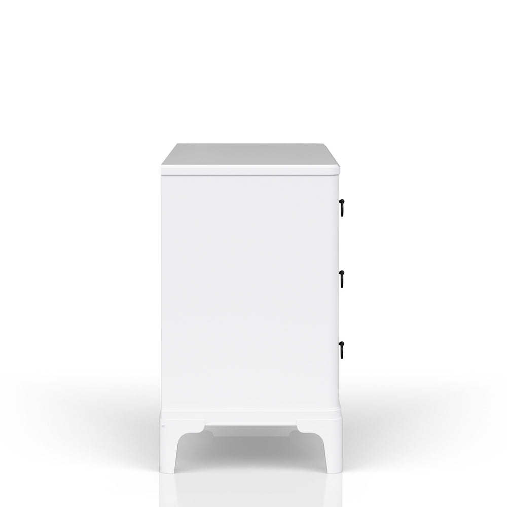 English Elm Hall Chest White Solid Wood & MDF with 3 Drawers, Felt Top, Cedar Bottom, Cane Fronts & Custom Hardware B2699P266940