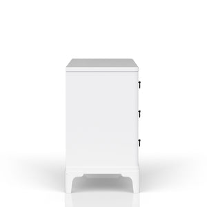 English Elm Hall Chest White Solid Wood & MDF with 3 Drawers, Felt Top, Cedar Bottom, Cane Fronts & Custom Hardware B2699P266940